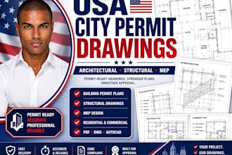 prepare permit ready architectural structural mep drawings for USA city permit