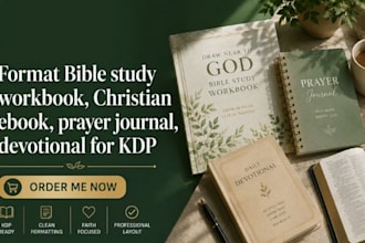 format bible study workbook, christian ebook, prayer journal, devotional for KDP