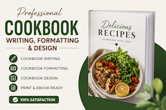 do cookbook writing, cookbook formatting and cookbook design