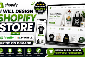 design shopify store printify, printiful and print on demand