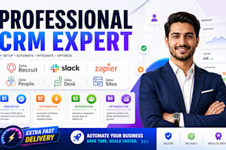 setup and customise zoho recruit, slack zapier zoho people zoho desk zoho site