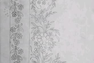 draw hand drawn bridal dress embroidery sketch design