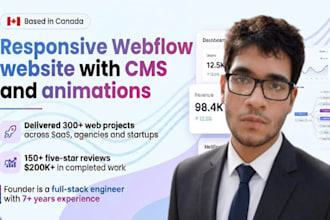 build responsive webflow website with cms and animations