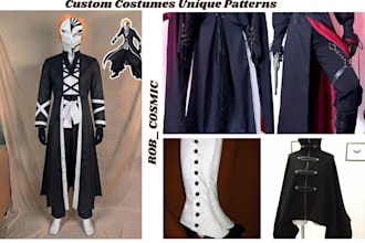 create a custom cosplay costume, anime outfit, masks