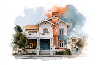 paint your house in watercolor painting style