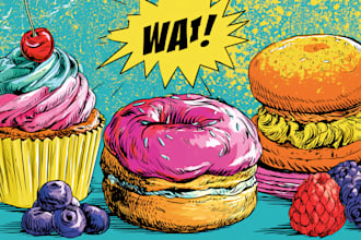 food pop art illustration