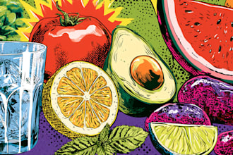 create a food pop art illustration