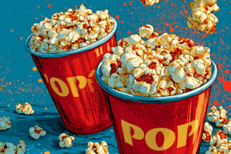 create custom food pop art illustration for restaurants