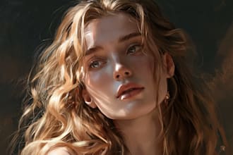paint realistic or cartoon digital portraits