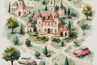 design an enchanting watercolor fantasy map for your project