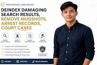 deindex damaging search results, remove mugshots, public records, court cases