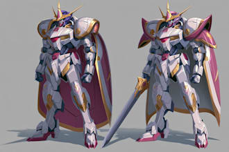 create anime inspired mecha character artwork