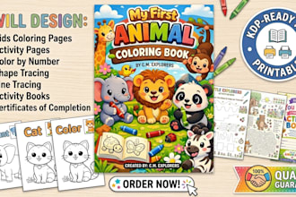 design a children coloring book or kids activity book