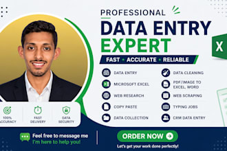 be your professional data entry and web research expert