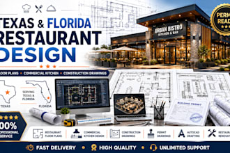 design texas restaurant, florida restaurant floor plans and construction drawing