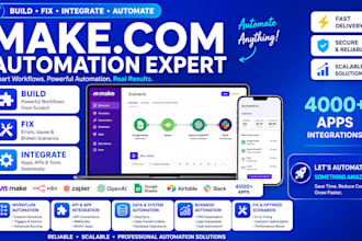 fix make com, setup make automation, make integration, make com expert