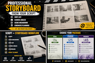 create a professional storyboard and shot list from your script