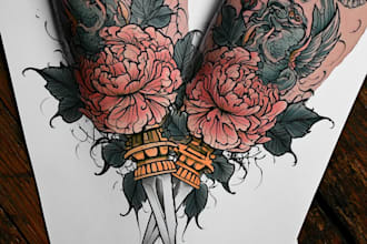 create incredible vintage tattoo design for you