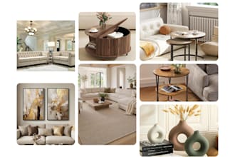 create an interior design mood board with shopping list
