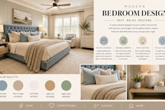 create an interior design mood board with shopping list
