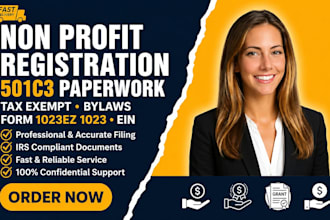 non profit registration, 501c3 paperwork, tax exempt bylaws, form 1023ez ein