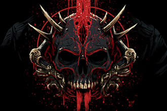 draw dark art illustration for metal t shirt merchadise