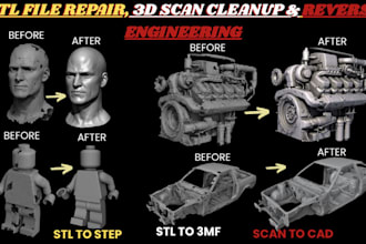repair stl files, fix mesh clean 3d scans and prepare 3d printing models stl 3mf