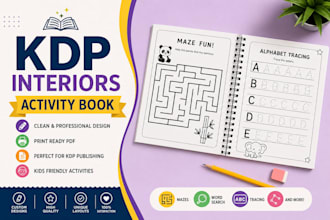 design custom kdp activity book interiors children worksheets word search
