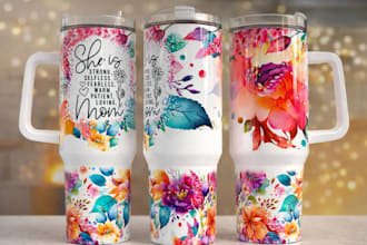 design custom skinny 2d 3d inflated 20,30,40oz tumbler, mug, cup wrap design