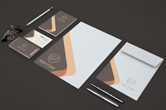 design minimalist letterhead business cards stationery package with branding kit