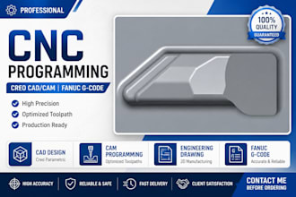 do cnc programming, PTC creo cad cam 3d cad design