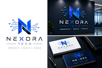 design a modern tech logo for your startup and business