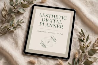 design aesthetic digital planner, hyperlinked planner