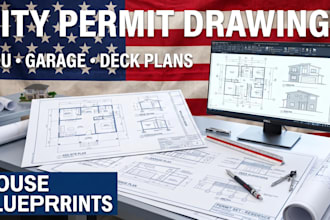 create city permit drawings, house plans, adu, garage, deck blueprints