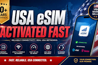 activate USA esim for unlimited texts 5g data networks