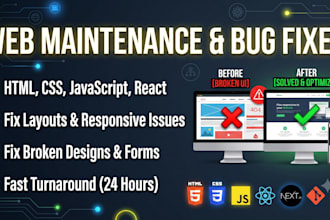 fix HTML, CSS, javascript, and react customize your website