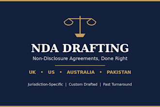 draft your nda for UK, US, australian or pakistani law
