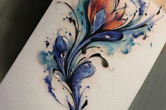 draw unique watercolor tattoo design with artistic style