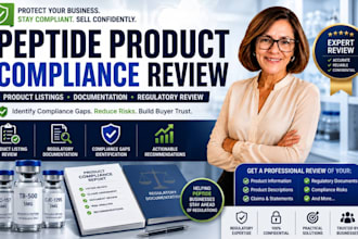 review peptide product listings and regulatory documentation for compliance