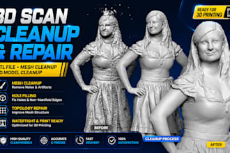 do 3d scan cleanup repair stl file mesh cleanup 3d model cleanup for 3d printing