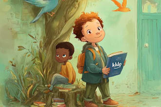 design a modern flat vector childrens book cover