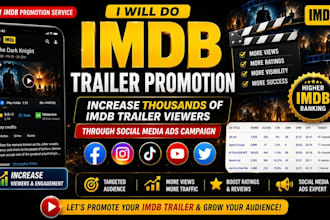 setup social media ads for imdb movie trailer to increase viewers imdb promotion