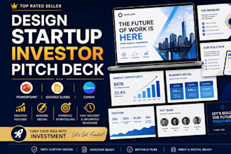 design startup investor pitch deck, powerpoint presentation, pitch deck design