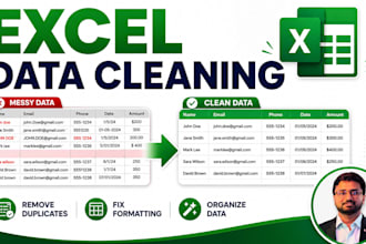 clean and format excel data, merge, split, remove duplicates