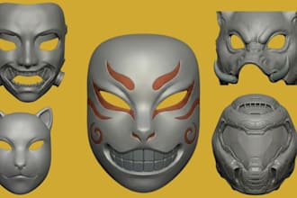 sculpt 3d mask 3d helmet oni kitsune cosplay armor model for 3d printing