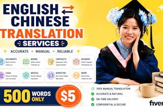 translate english to chinese manual and accurate