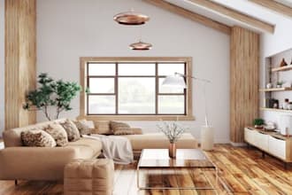 create modern living room interior design and 3d renders