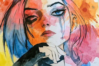 do a sketchy watercolor portrait, no ai