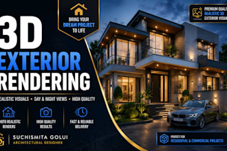 create realistic 3d exterior rendering for your house