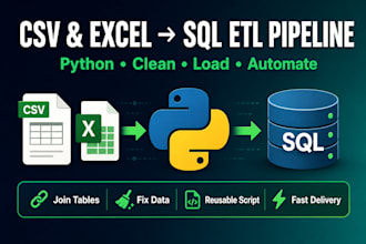 build a python etl pipeline from CSV or excel to sql database